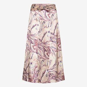 NWT Scotch & Soda satin-like abstract marble print A-line midi skirt, M